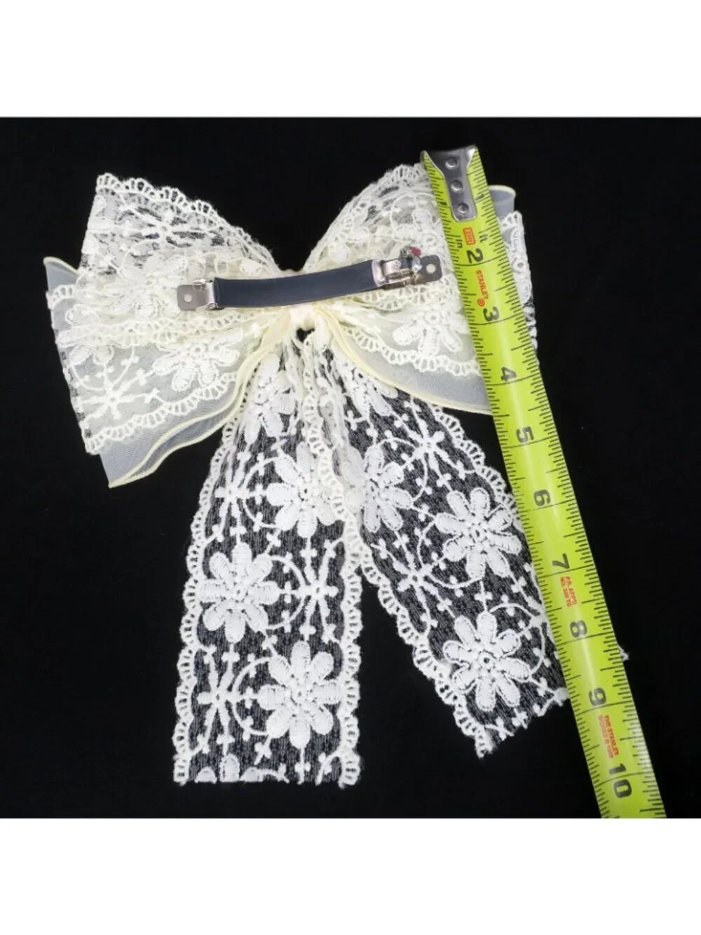 Ivory Lace Bow Hair Clip Elegant Bridal Hair Accessory Coquette Dollette